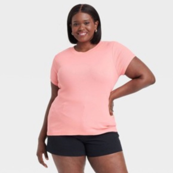 A New Day Medium Pink Slim Fit Ribbed Short Sleeve Tee Shirt Size XXL NEW - Picture 1 of 1